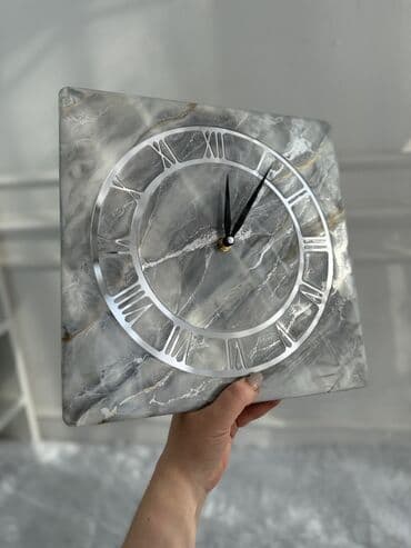 именные настенные часы: Настенные часы в стиле «серый мрамор» - Ручная работа -размер — 8