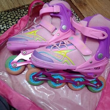 Спорт жана эс алуу: Детские роликовые коньки JAYDON, розово‑сиреневые - Тип: инлайн (4 — 9