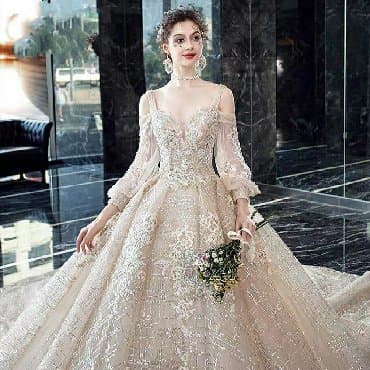 свадебные платья в бишкеке фото и цены: Свадебное платье, 3XL, С фатой, Новый — 2