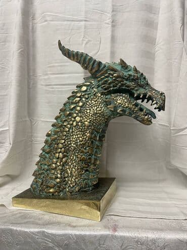 дракон: Бронзовые головы драконов. Тонировка римская патина (зелёная) Высота — 9