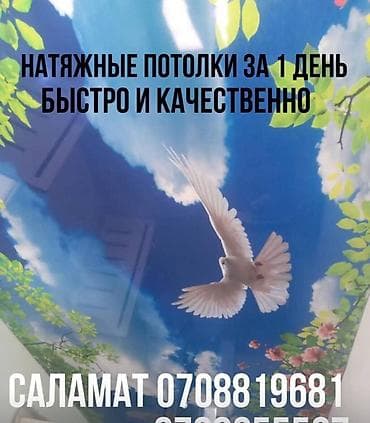 натяжные: Натяжной потолок Глянцевое Монтаж — 1