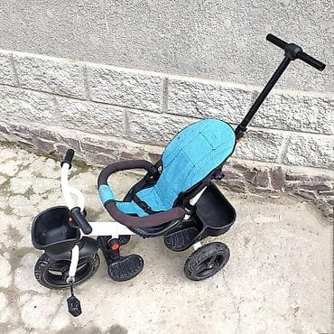 Коляски: Детский трехколесный велосипед с ручкой для родителей и козырьком от — 4