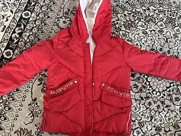Детская утеплённая куртка с капюшоном - Цвет: ярко‑красный, подкладка
