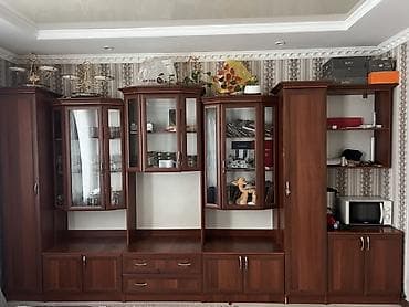 компьютерные столы цены: Гарнитур для зала, Тумба под ТВ, МДФ, цвет - Коричневый — 3