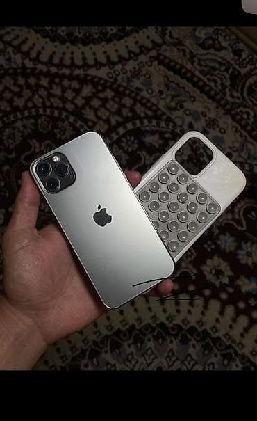 робот полисос: IPhone 12 Pro, Б/у, 256 ГБ, Серебристый, Чехол, 74 % — 2