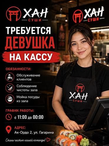 сотрудник охраны: Требуется девушка на кассу . Обслуживания клиентов соблюдение — 1