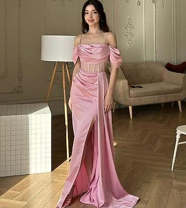 Продаю вечернее платье из атласной ткани в нежно‑розовом цвете