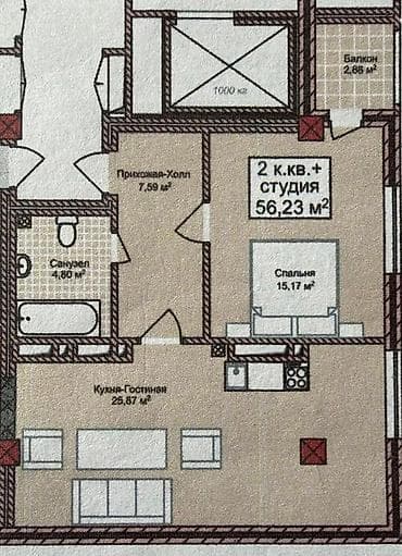 platinum park: 2 комнаты, 56 м², Элитка, 8 этаж, Готовая ПСО (под самоотделку) — 7