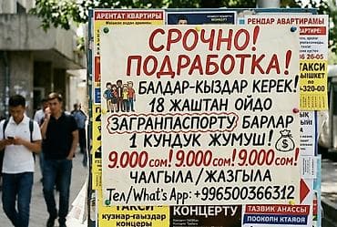 Подработка — однодневная работа. Требуются парни и девушки от 18 лет at lalafo.kg Подработка — однодневная работа. Требуются парни и девушки от 18 лет