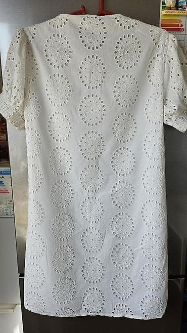 платье с вышивкой: Повседневное платье, Лето, Хлопок, Прямое, S, M — 3