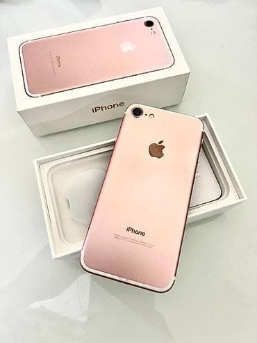 IPhone 7, Б/у, 32 ГБ, Rose Gold, Наушники, Чехол, Кабель