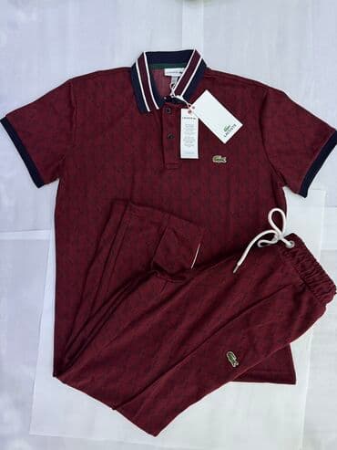 брендовые мужские спортивные костюмы из турции: Мужской спортивный костюм, S, M, L, Lacoste, Новый, цвет - Красный, Самовывоз — 1