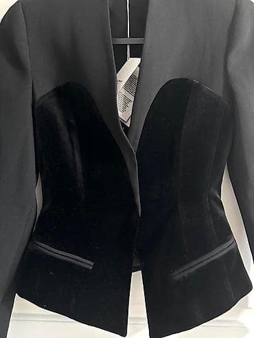спартивка муж: Жакет женский с бархатными вставками, черный в новом состоянии размер — 5