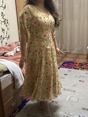 Айымдардын кийими: Күнүмдүк көйнөк, Made in KG, Жай, Узун модель, Шифон, Футляр, M, L — 6