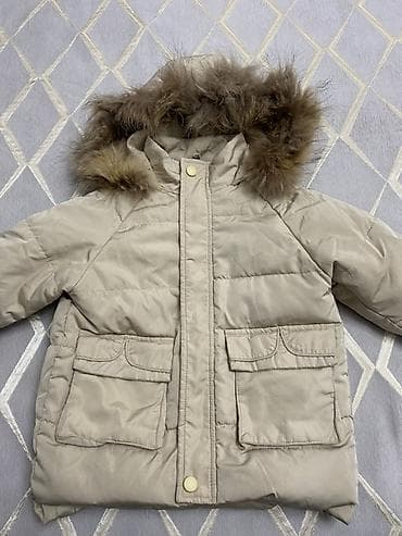 Детская зимняя куртка с капюшоном и опушкой - Цвет: бежевый at lalafo.kg Детская зимняя куртка с капюшоном и опушкой - Цвет: бежевый