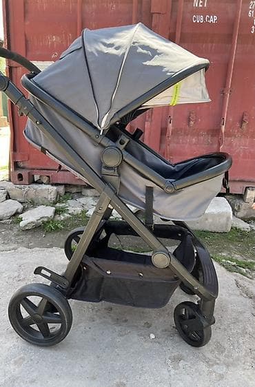 бишкек коляска: Детская коляска 2-в-1 (люлька/прогулочный блок), серый цвет. Основные — 3