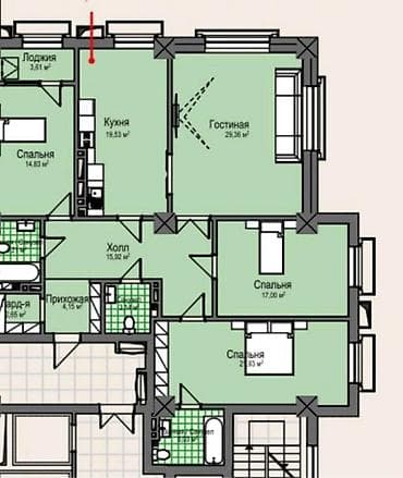 Недвижимость: 4 комнаты, 142 м², 3 этаж, ПСО (под самоотделку) — 2