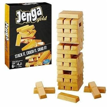 билиярдный стол: Jenga Gold — настольная игра Hasbro с «золотыми» брусками. Цена - 350 — 1