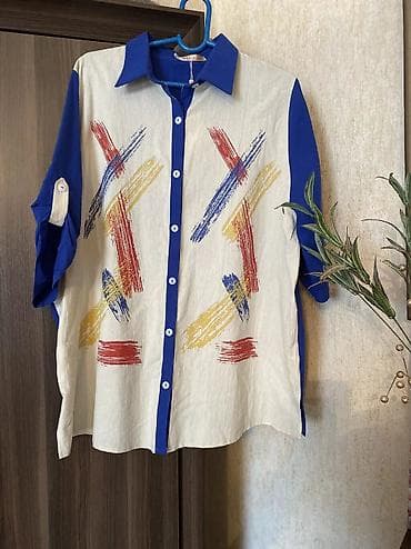 Рубашки: Кофта лён хлопок 52-54-56 р новый — 1