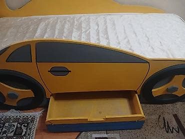 кровать машинка с матрасом: Детская односпальная кровать, Б/у, Для мальчика, С матрасом, МДФ, Самовывоз — 3