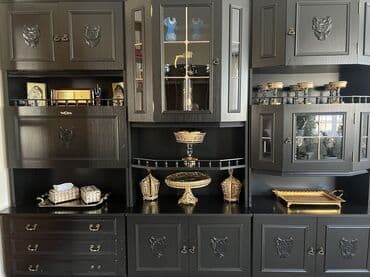 гарнитур для зала: Гарнитур для зала, Шкаф, МДФ, цвет - Черный — 2