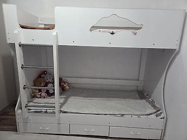 Балдар үчүн эки ярустуу, Колдонулган, ЛДСП, түсү - Ак lalafo.kg да Балдар үчүн эки ярустуу, Колдонулган, ЛДСП, түсү - Ак