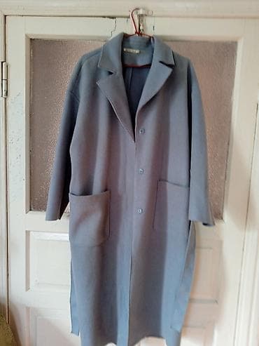 max mara: Пальто женское, классическое, светло-серого/голубого оттенка. - Прямой — 1