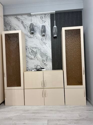 Гарнитур для зала, Тумба под ТВ, ДСП, цвет - Бежевый