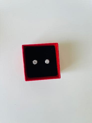 Личные вещи: Серебряные серьги, Проба 925, Циркон, Женские, Б/у — 2