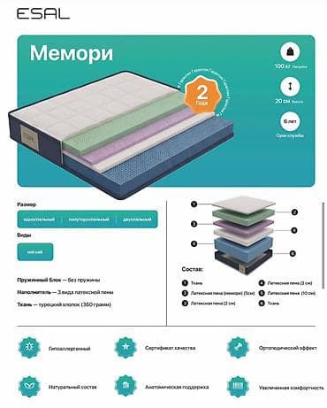 Эмерек: Матрас ESAL «Мемори» Матрас для тех, кто ценит мягкость, уют и — 1