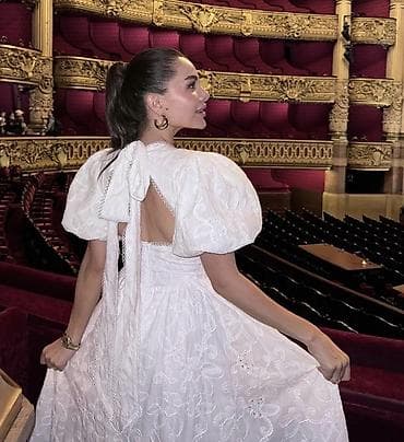 acne studio: Белое кружевное платье миди/макси с открытой спинкой - Ткань — 4