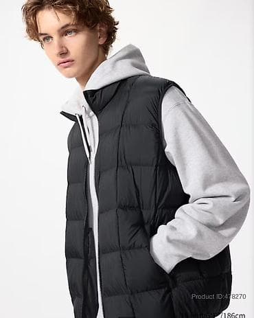 Мужской утеплённый пуховый жилет Uniqlo - Цвет: чёрный - Крой