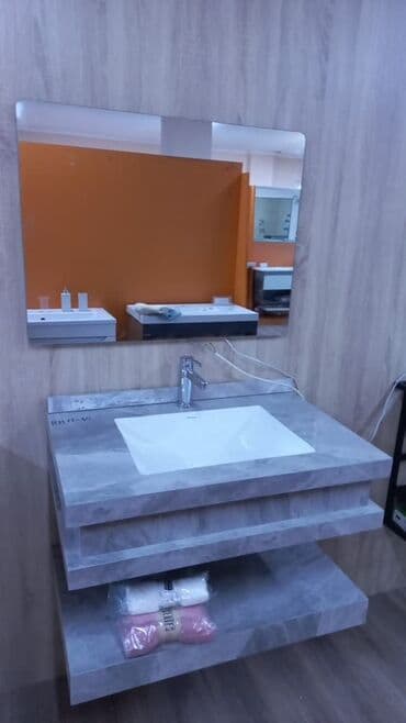 Тумба для ванны, С раковиной, Другой материал, цвет - Серый