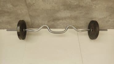 Спорт и отдых: Штанга с кривым грифом
2 блина по 5кг 
общий вес 16кг — 1