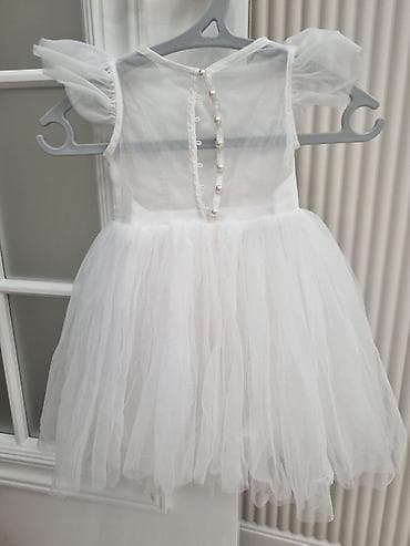 приталенный: Детское платье, цвет - Белый, Б/у — 1