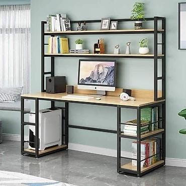 bunk bed: Лофт‑мебель с металлическим каркасом: кровать, этажерка и рабочие — 4