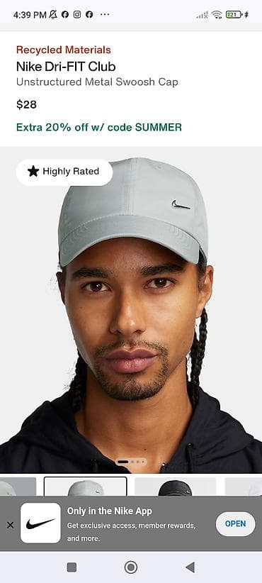 tech flece: Головные уборы, Nike, Новый, цвет - Серый, Самовывоз — 1