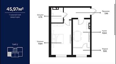 магистральная: 1 комната, 46 м², Элитка, 6 этаж, Евроремонт — 3