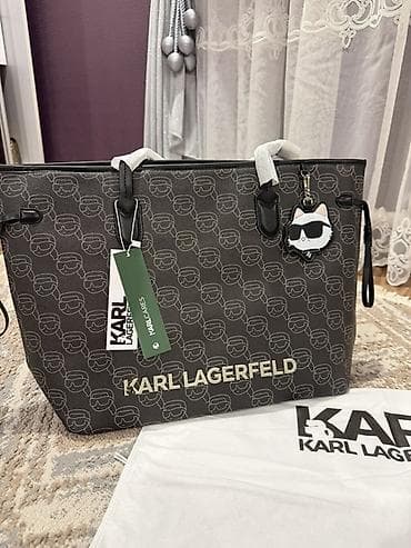 Личные вещи: Сумка-тоут Karl Lagerfeld Новая - Модель: просторный тоут с логотипом — 1