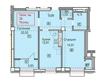 2 комнаты, 70 м², Асанбай мкр Элитка, 15 этаж — 1