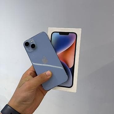 apple 5: IPhone 14, Б/у, 128 ГБ, Голубой, Коробка, 77 % — 1