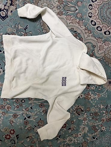 Пляж үчүн кийимдер: Худи ROON NOOR - Цвет: молочный (айвори) с фиолетовым вертикальным — 2