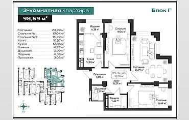group: 3 комнаты, 99 м², Элитка, 4 этаж, Готовая ПСО (под самоотделку) — 5
