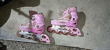 Роликовые коньки раздвижные, детские. - Цвет: розово-белый. - Тип