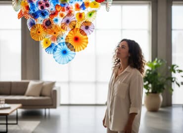 ваза для декора: Декоративные панели из художественного стекла “Цветочные медузы” - — 1