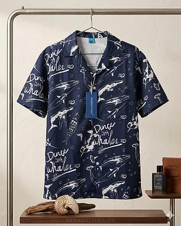 bull print: Мужская рубашка, M, Марко, Новый, цвет - Синий, Самовывоз — 2