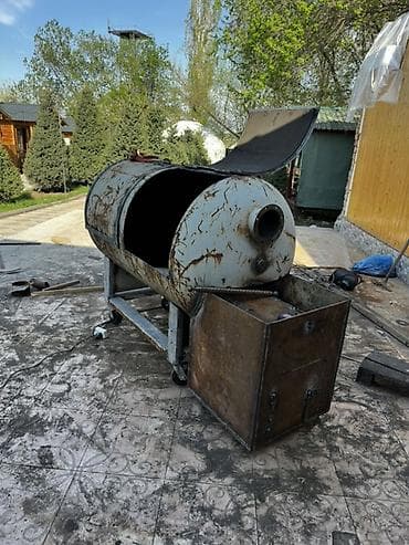 печка для пиццы: Промышленный офсетный смокер-гриль (мангал-коптильня) на дровах — 9