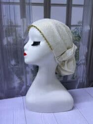 Платок, Осень-весна, С узорами, С бисером, Вязаная модель