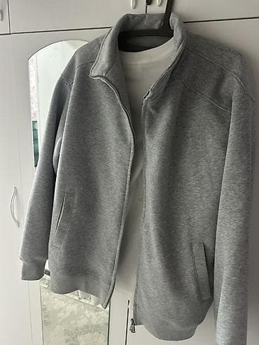 мужской одежды: Серая мужская кофта/джемпер на молнии (zip-up). Сатылат жаны в — 1