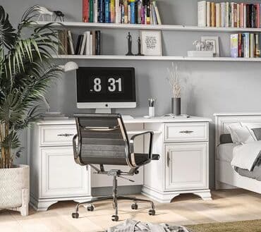 компьютеный стол: Стол письменный, Белый, коллекции Кентаки, БРВ Брест (Беларусь) Стол — 7